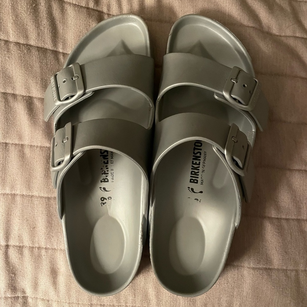 Birkenstock Light Gray Slide Sandals